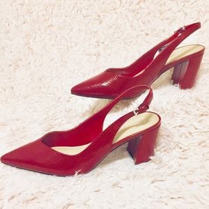 Marc Fisher patent pointy toe slingbacks Sz 9